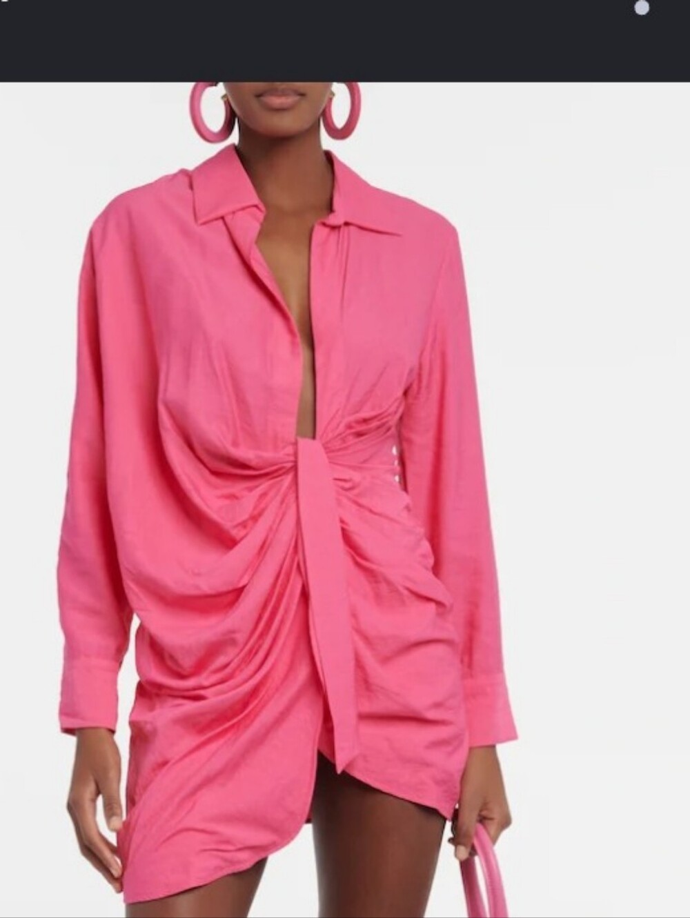 Jacquemus Pink Draped Tie-Front Mini Dress